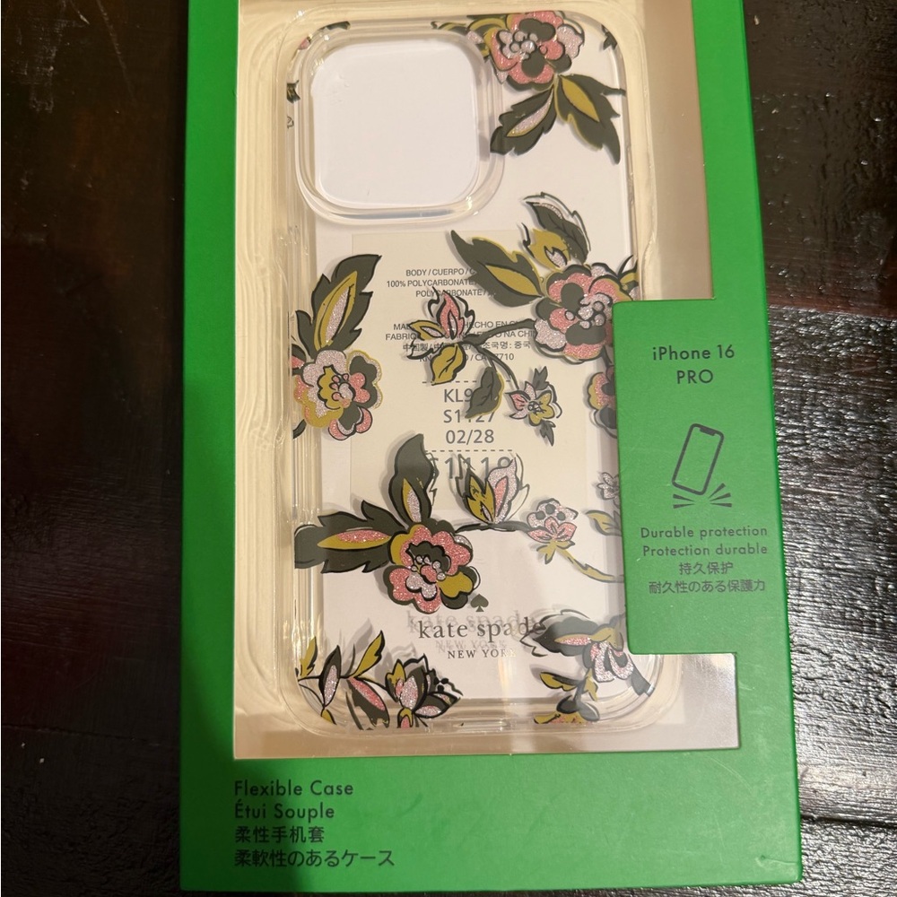 kate spade Clear Floral iPhone 16 Pro Case in Pink, Green & Black